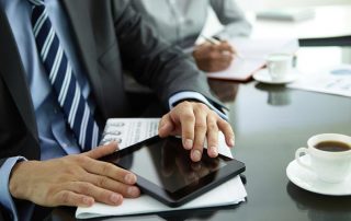 Man working on tablet